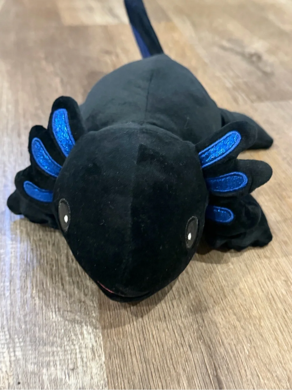 Fiesta Black Plush Axolotl with Blue Sparkle Accents